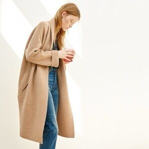 Madewell Rivington Merino Wool Sweater Coat in Heather Saddle Camel Color